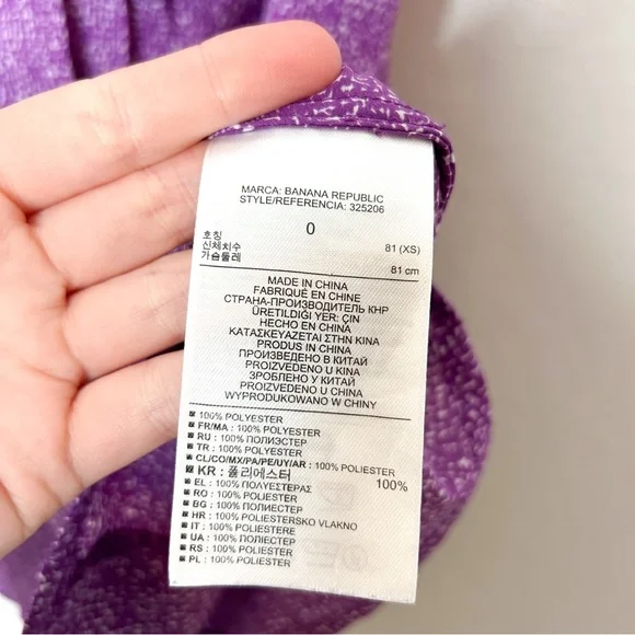 Banana Republic Womens Colorful Purple Print‎ Sleeveless Business Casual 0 - Picture 6 of 7